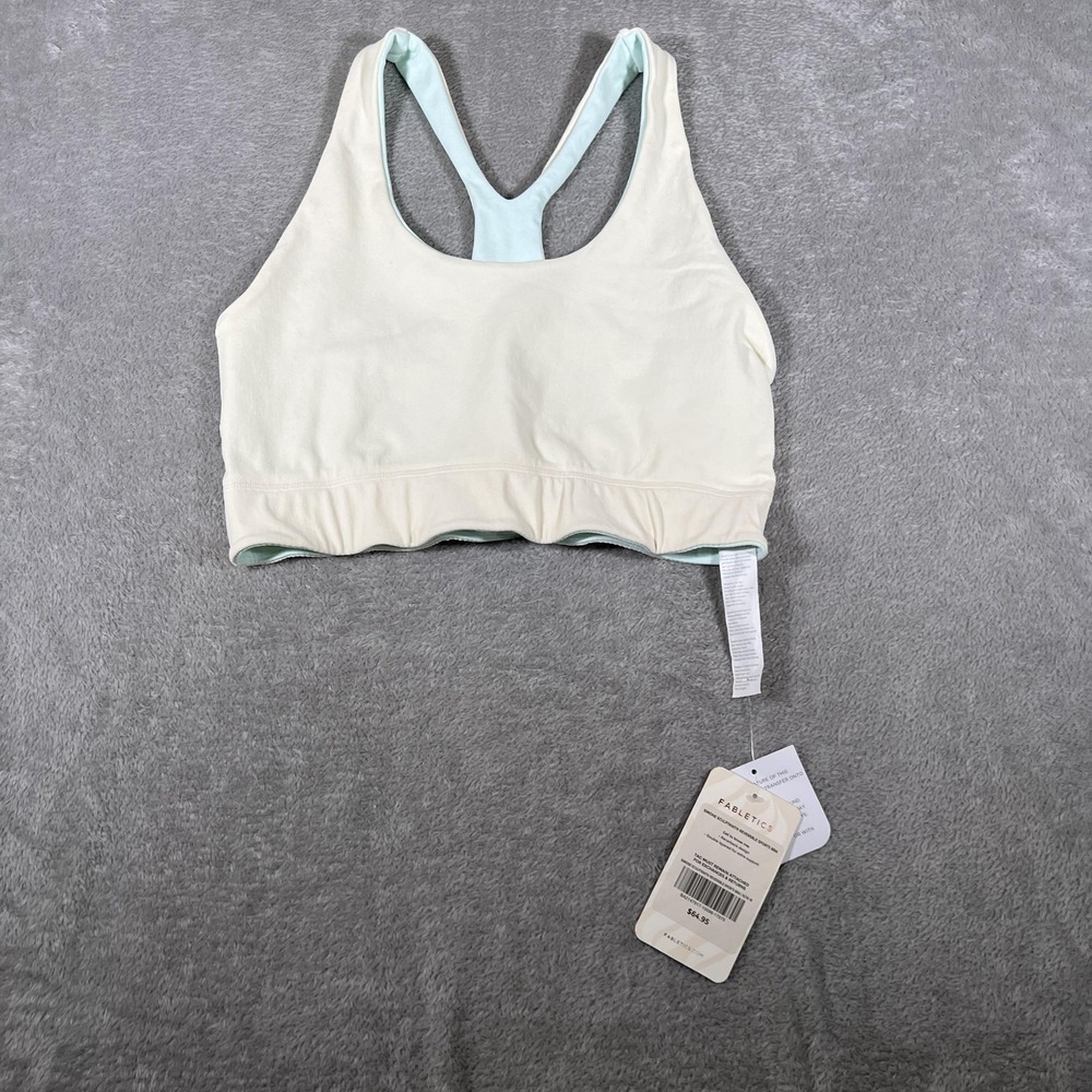 Fabletics Sports Bra Womens 1X Coconut Ice Cube Simone SculptKnit Reversible NWT